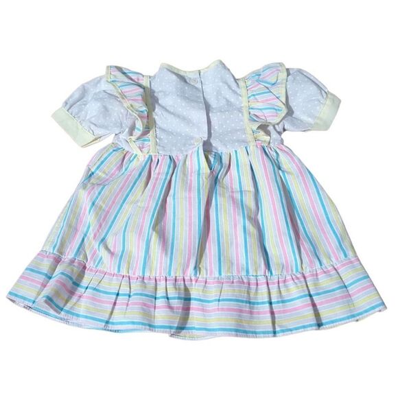 Vintage Tuff Cookies Candy Stripe Embroidered bunny rabbit dress & bloomer set - Picture 6 of 7